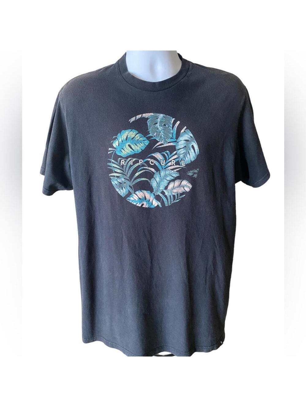 RIP CURL Surf Hawaiian Floral Logo Tee Shirt Men XL